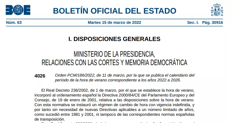 El BOE lo confirma: 2026 será el último cambio de hora en España